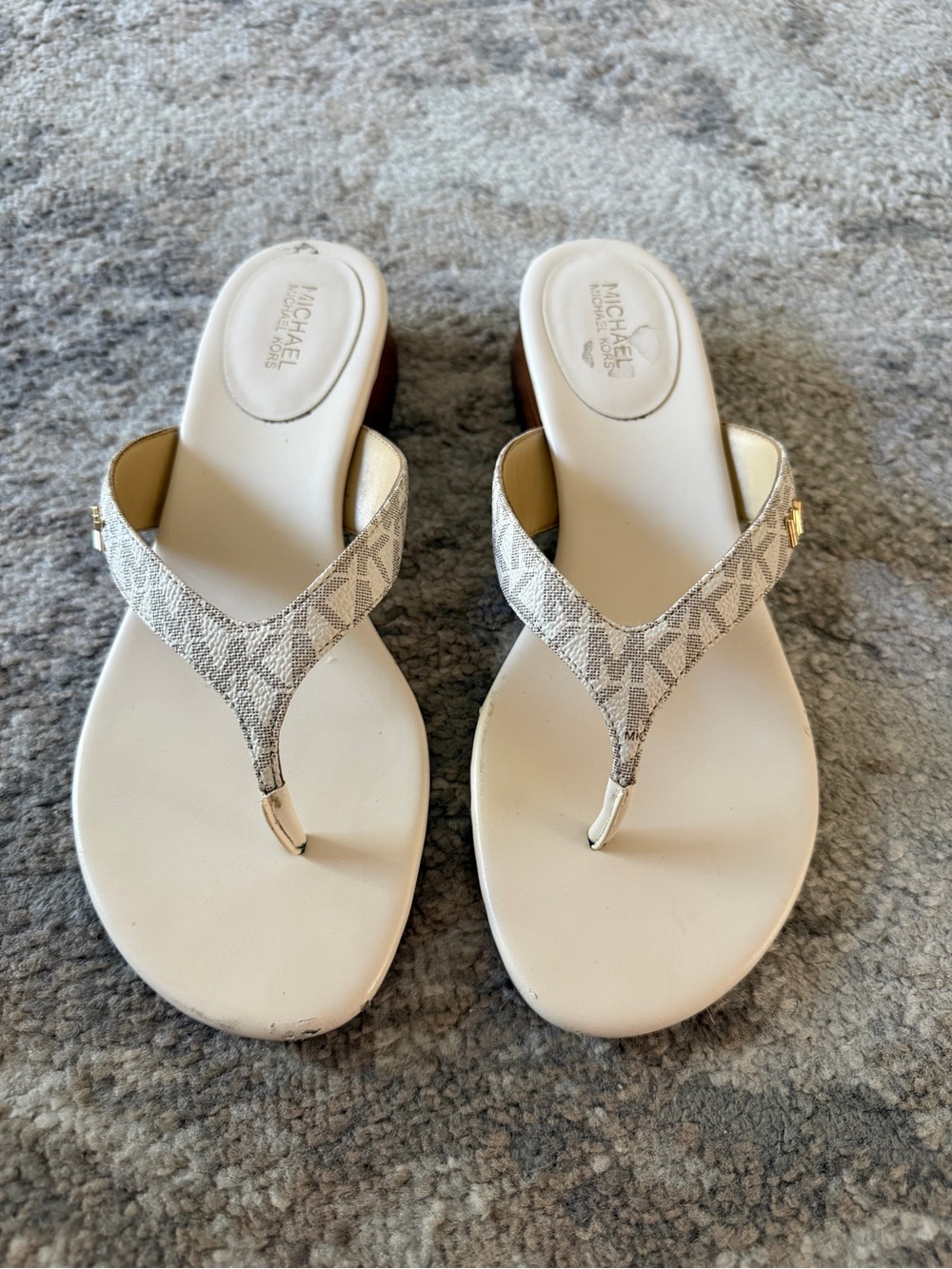 MICHAEL Michael Kors Beige Logo Thong Sandals